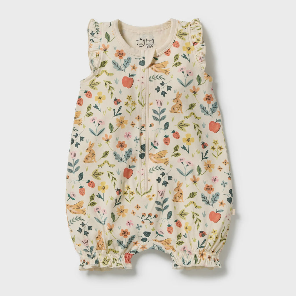 Summer Garden Organic Ruffle Zipsuit