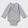 Organic Stripe Rib Kimono Bodysuit - Raindrop - The Toy Station