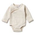 Organic Stripe Rib Kimono Bodysuit - Oatmeal - The Toy Station