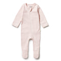 Organic Stripe Rib Zipsuit with Feet - Cantaloupe - The Toy Station