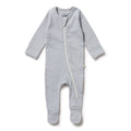 Organic Stripe Rib Zipsuit with Feet - Raindrop - The Toy Station