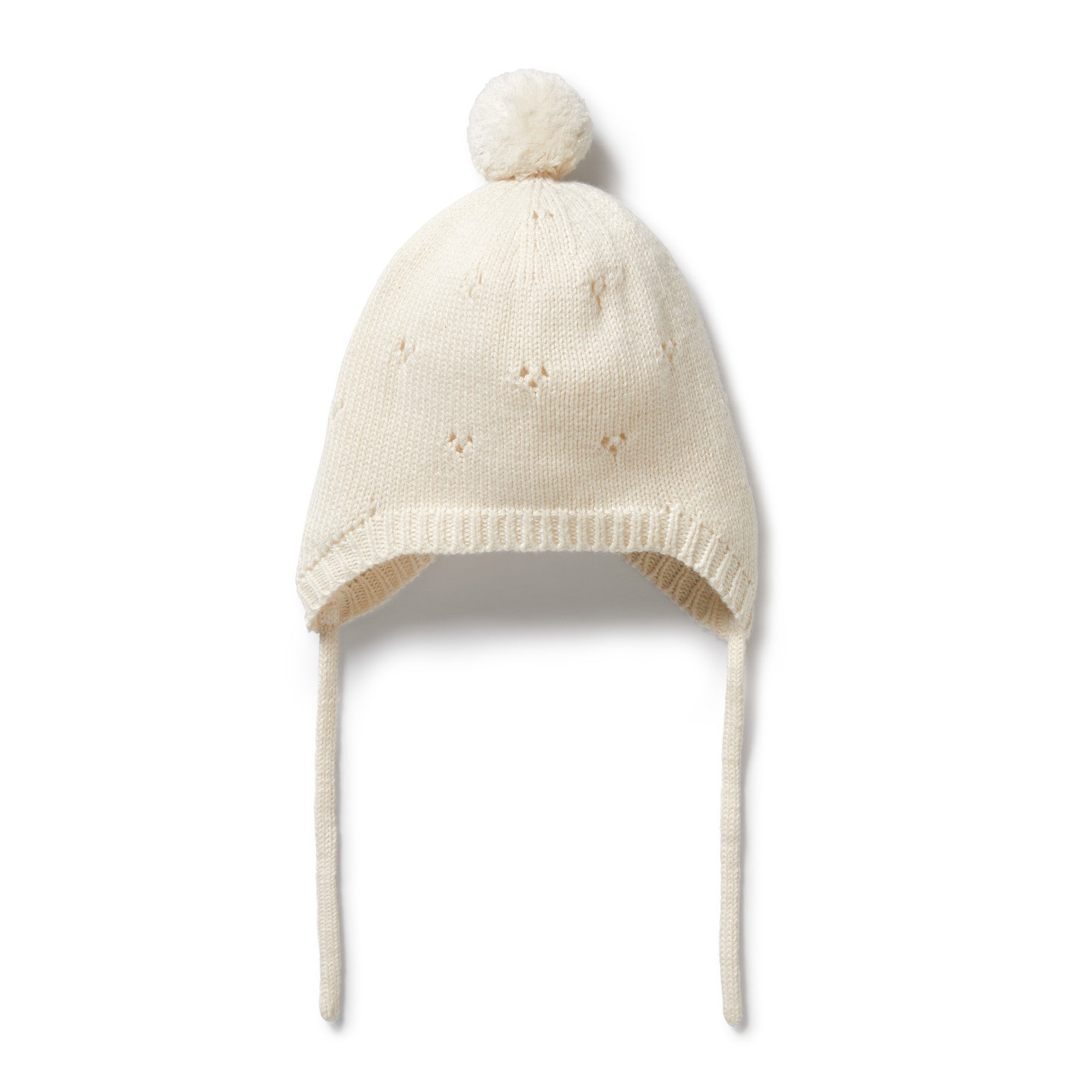 Ecru Knitted Bauble Bonnet - The Toy Station