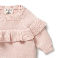 Pink Knitted Ruffle Jumper