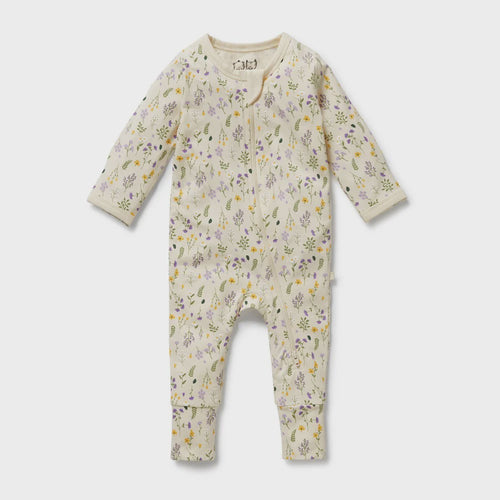 Bella Floral Organic Zipsuit with Feet - The Toy Station