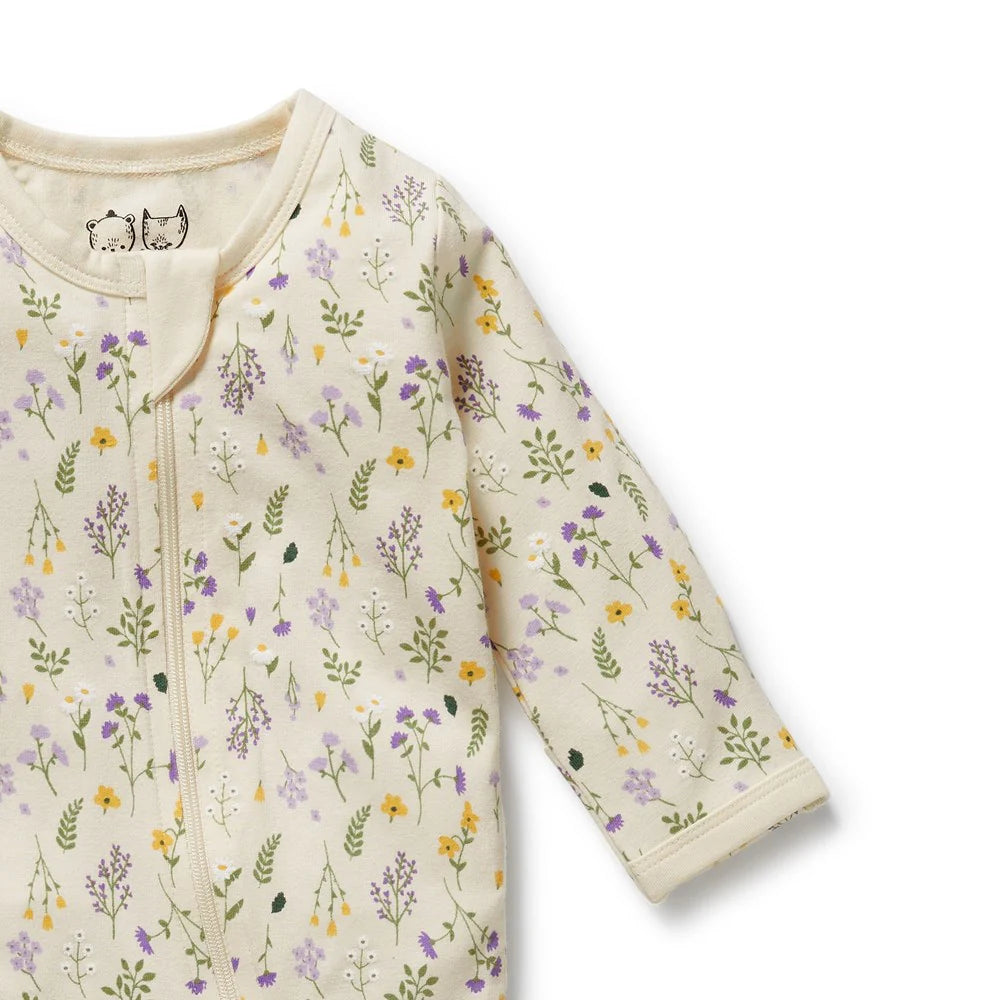 Bella Floral Organic Zipsuit with Feet - The Toy Station