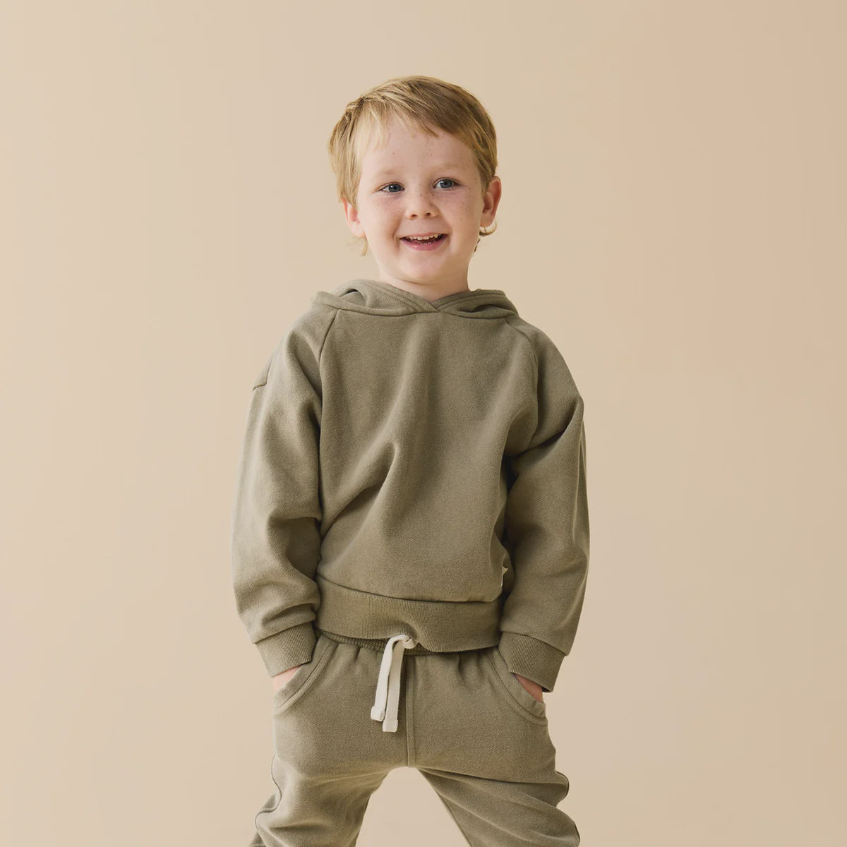 Olive Organic Terry Hooded Sweat