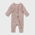 Mini Mando Organic Waffle Ruffle Zipsuit