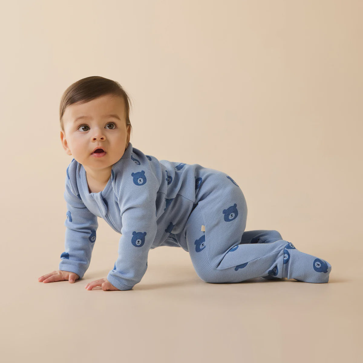 Bear Hugs Organic Waffle Zipsuit