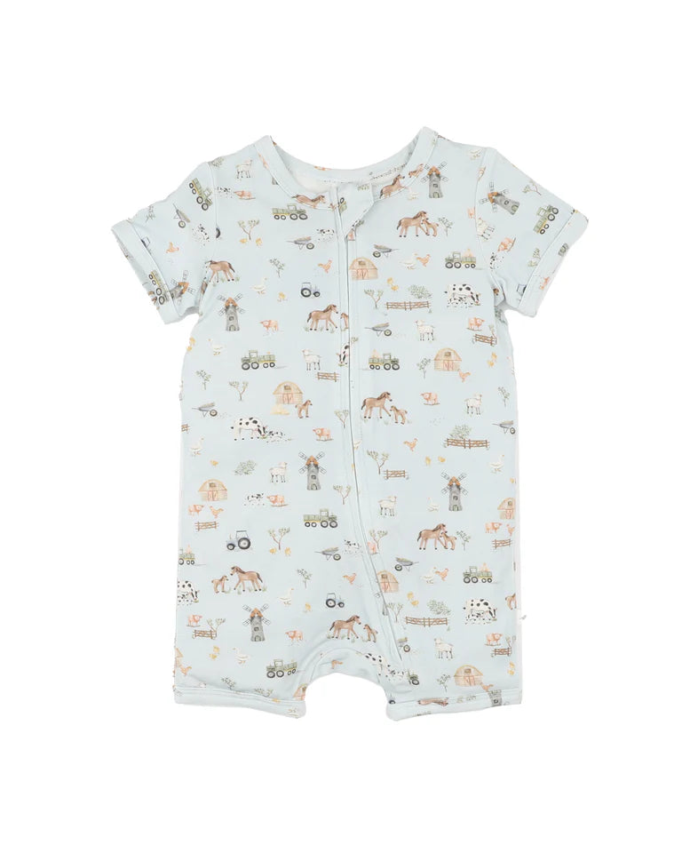 Bébé by Minihaha FARM PRINT ECO COSY SS ZIPSUIT