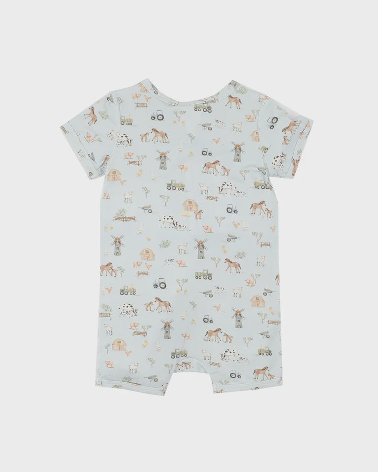 Bébé by Minihaha FARM PRINT ECO COSY SS ZIPSUIT