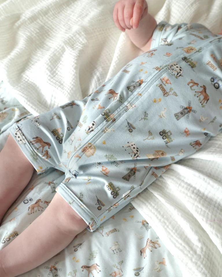 Bébé by Minihaha FARM PRINT ECO COSY SS ZIPSUIT