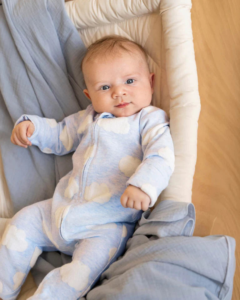 Bébé by Minihaha BLUE CLOUD JACQUARD LS ONESIE