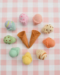 Felt Ice Cream Set - Waffle Cones and 9 Ice Creams Scoops