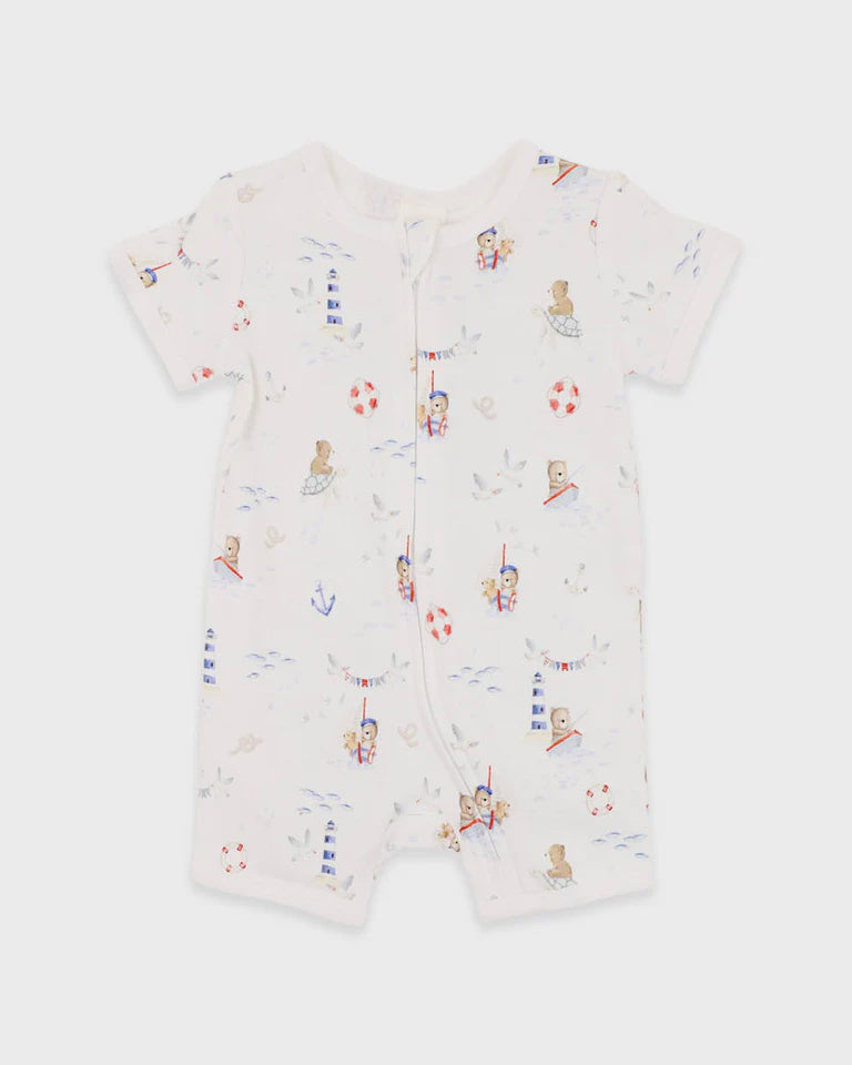 Axel Print Organic Short Sleeve Zipsuit - The Toy Station