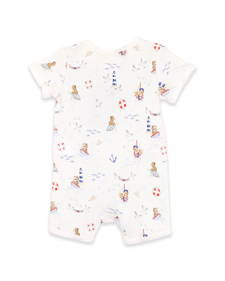 Axel Print Organic Short Sleeve Zipsuit - The Toy Station