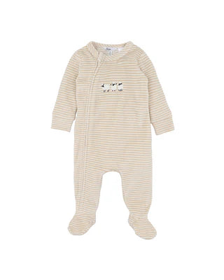 Bébé by Minihaha HUNTER STRIPE VELOUR ZIP ONESIE