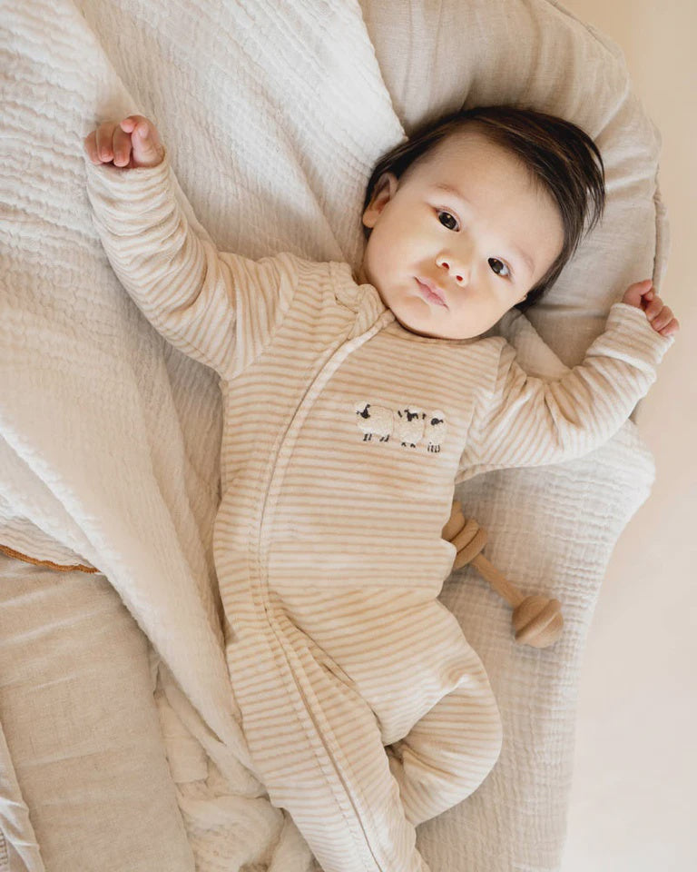 Bébé by Minihaha HUNTER STRIPE VELOUR ZIP ONESIE