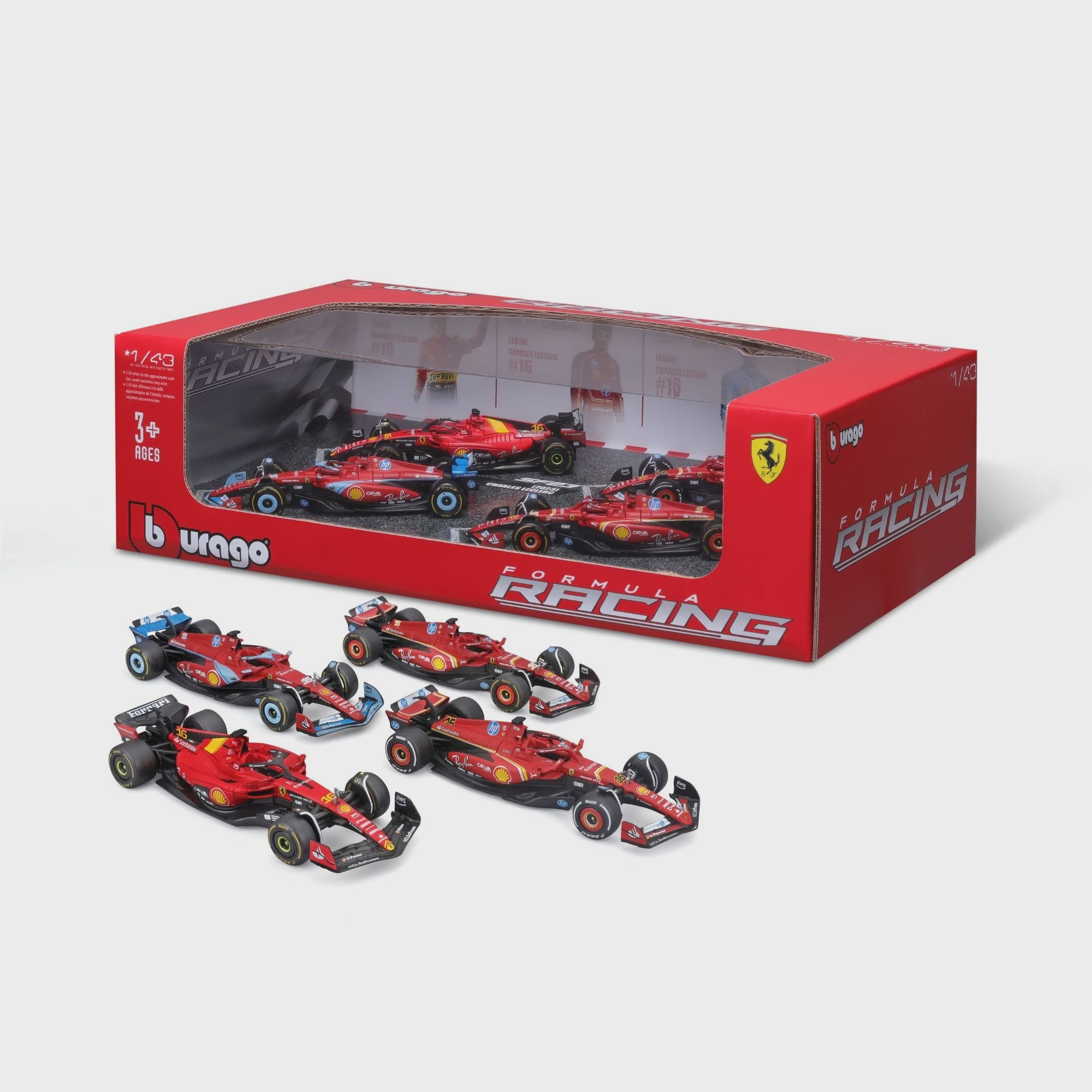 Bburago – F1 Ferrari Gift Set 1:43 – Leclerc #16 – 4pcs