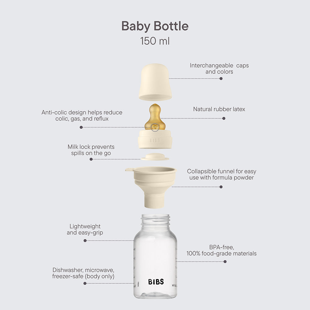 BPA Free Plastic Bottle Slow Flow 150ml - Ivory