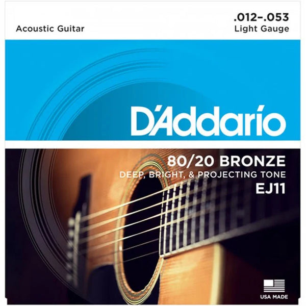 D'Addario Acoustic Guitar Strings 80/20 Bronze 12/53 Light Gauge (Back in stock soon)