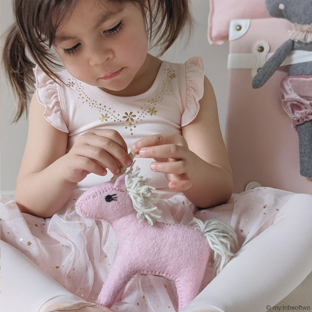 Felt Pink Unicorn Toy