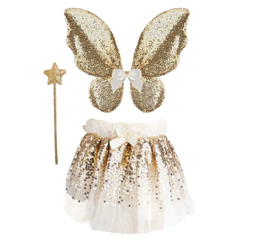 Gracious Gold Sequins Skirt, Wand & Wings Set Size 4-6