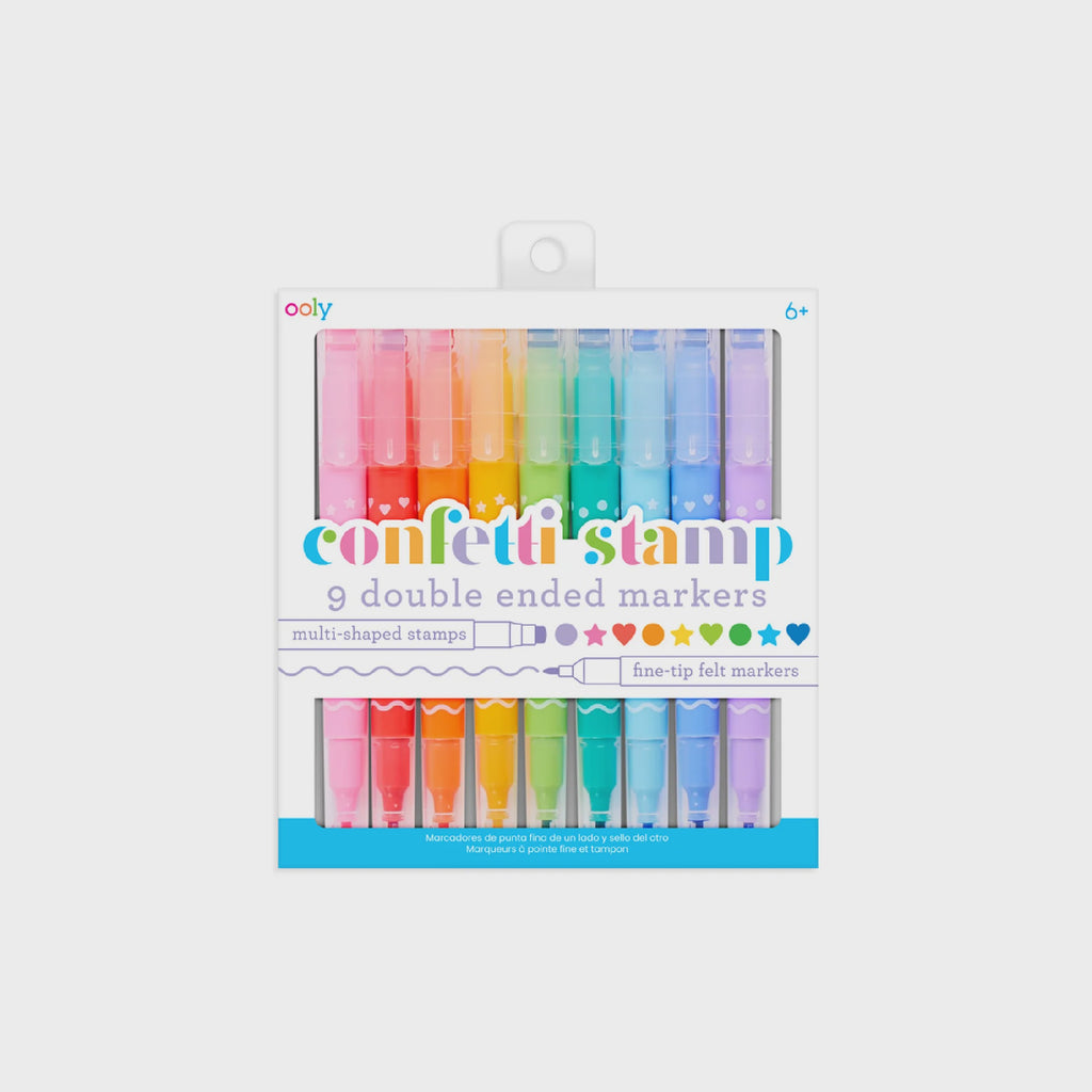 Ooly Confetti Stamp Double Ended Markers, Set of 9
