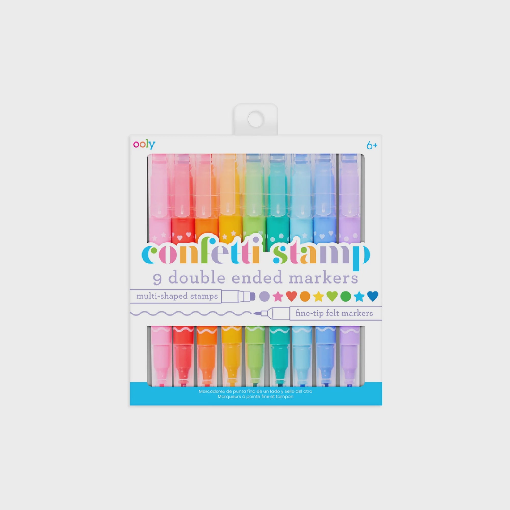 Ooly Confetti Stamp Double Ended Markers, Set of 9