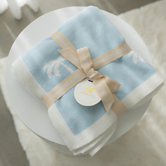 Reversible Knit Blanket - Ocean Palm