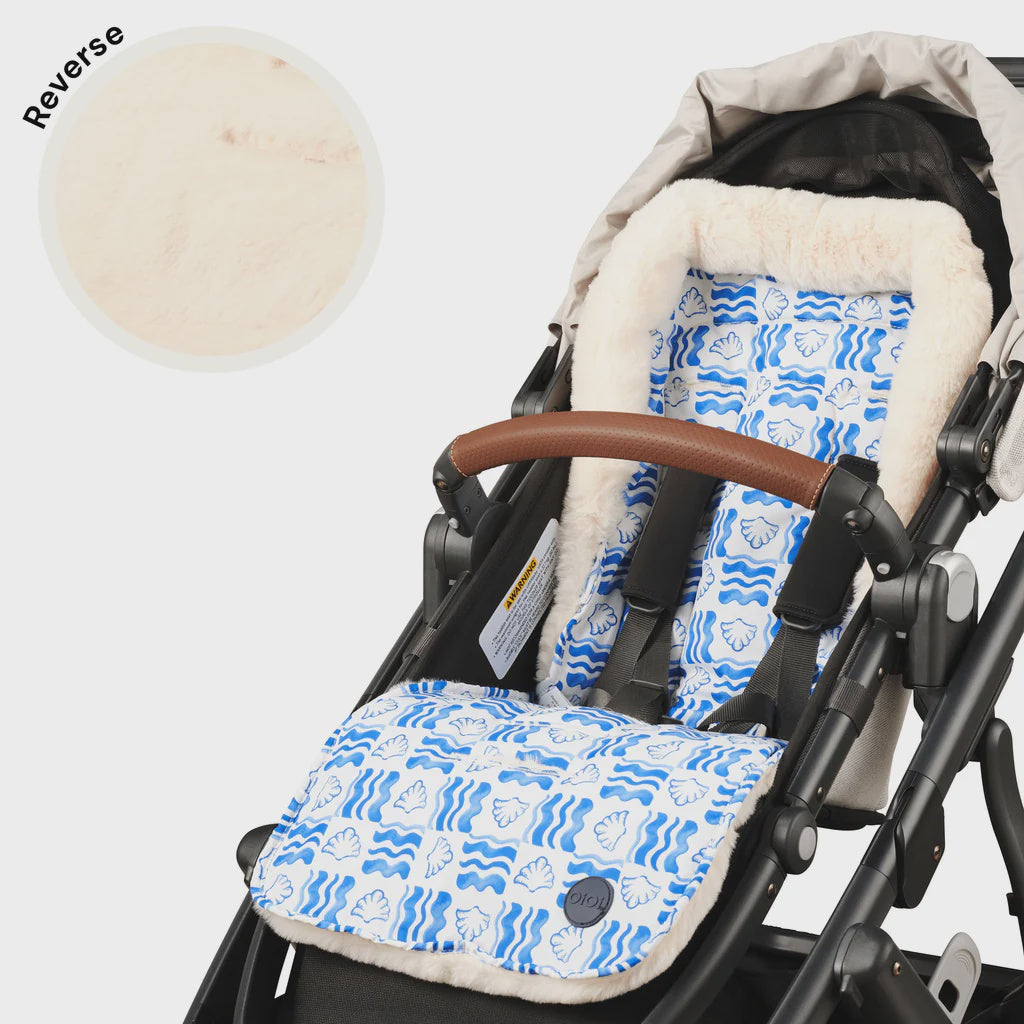 Reversible Pram Liner - Coastline/Faux Fur
