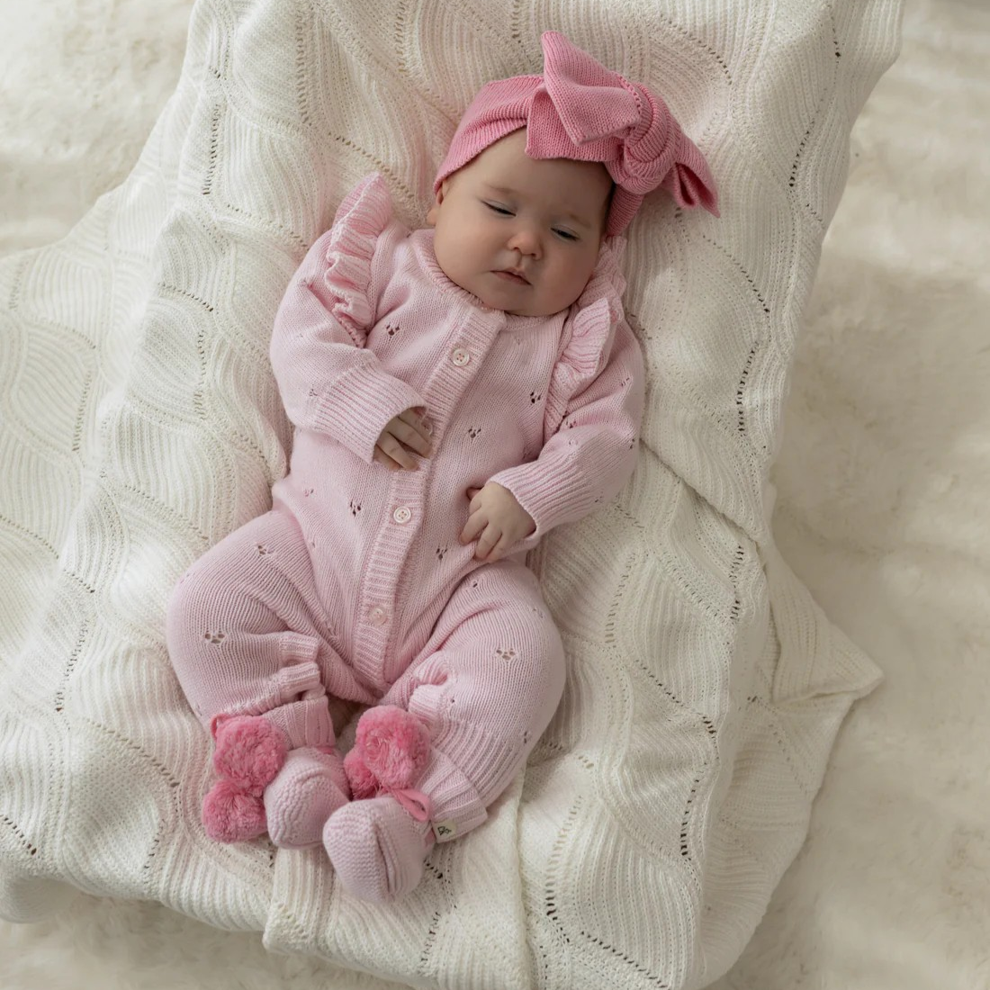 Pointelle Knit Romper - Classic Pink