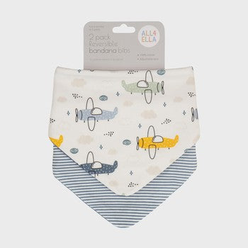 All4Ella 2pk Reversable Bandana Bibs - The Toy Station