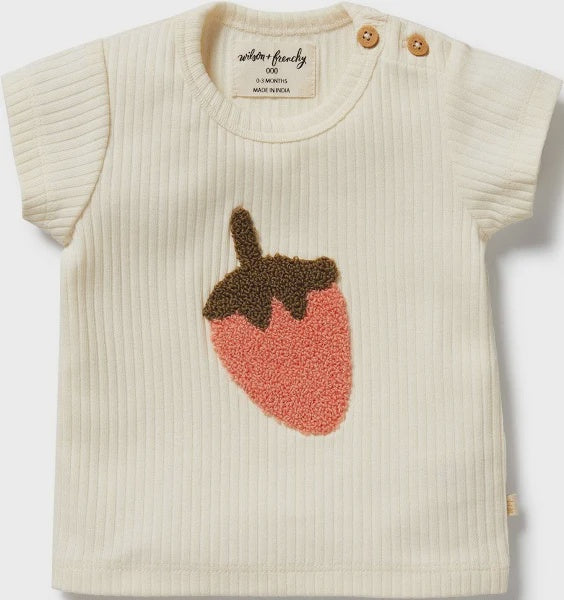 Strawberry Kisses Organic Embroidered Tee