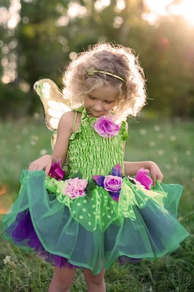 Green Fairy Blooms Deluxe Dress with Wings - The Toy Station
