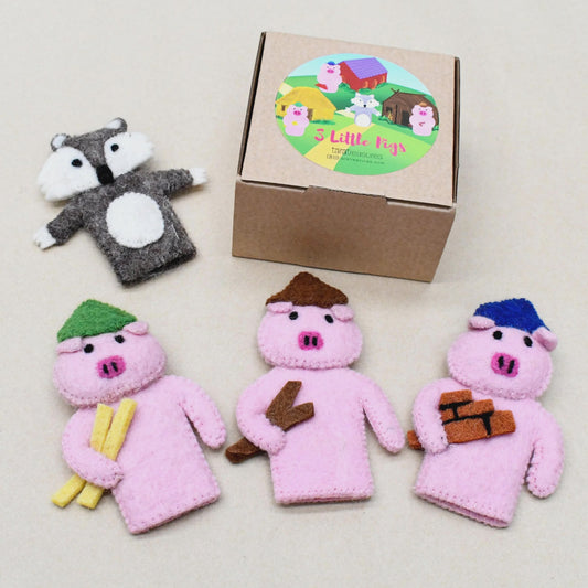 The Three Little Pigs, Finger Puppet Set - The Toy Station