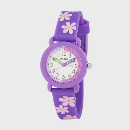 Timekeeper - Kids Watch - Purple with Flowers.