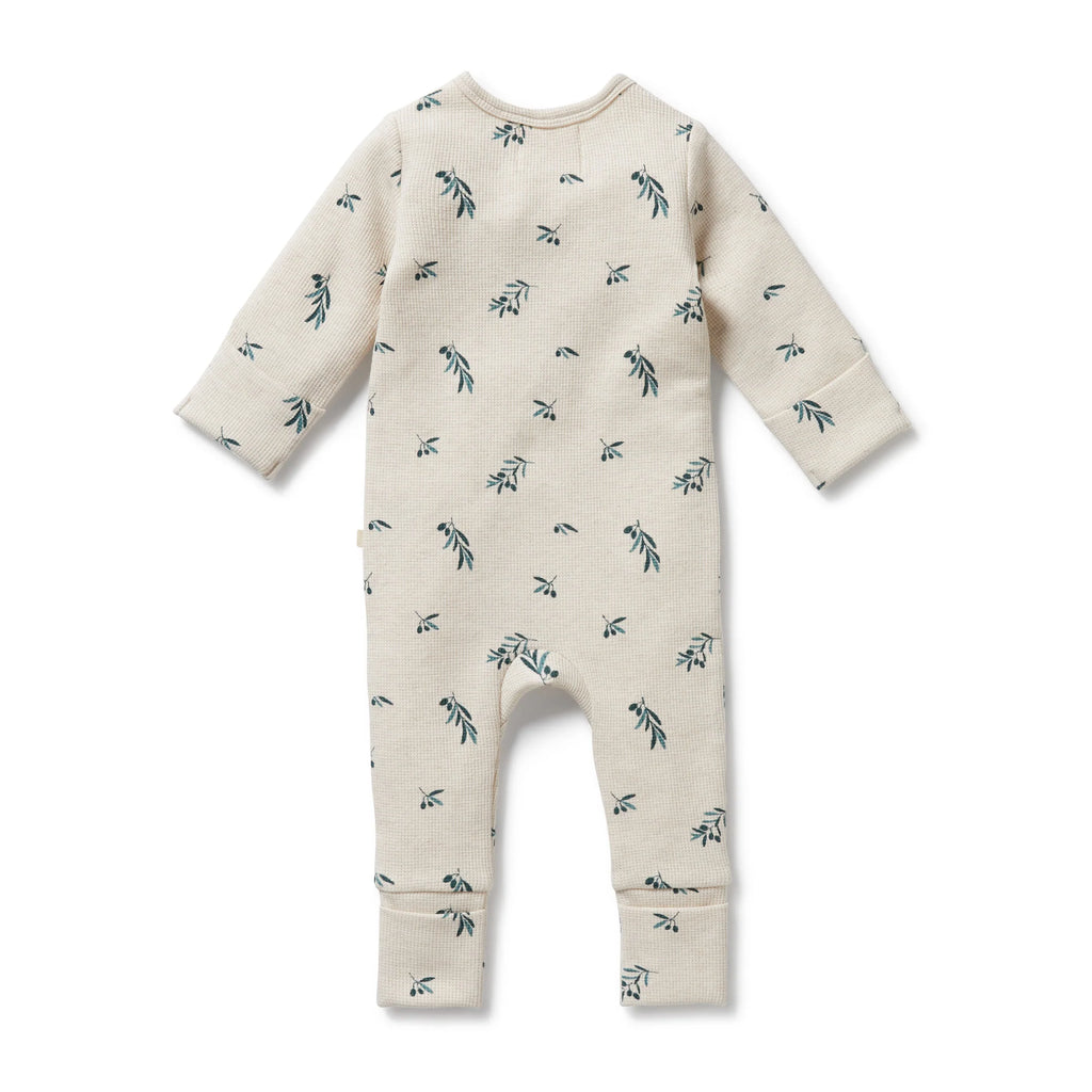 Organic Waffle Zipsuit - Little Olive - The Toy Station