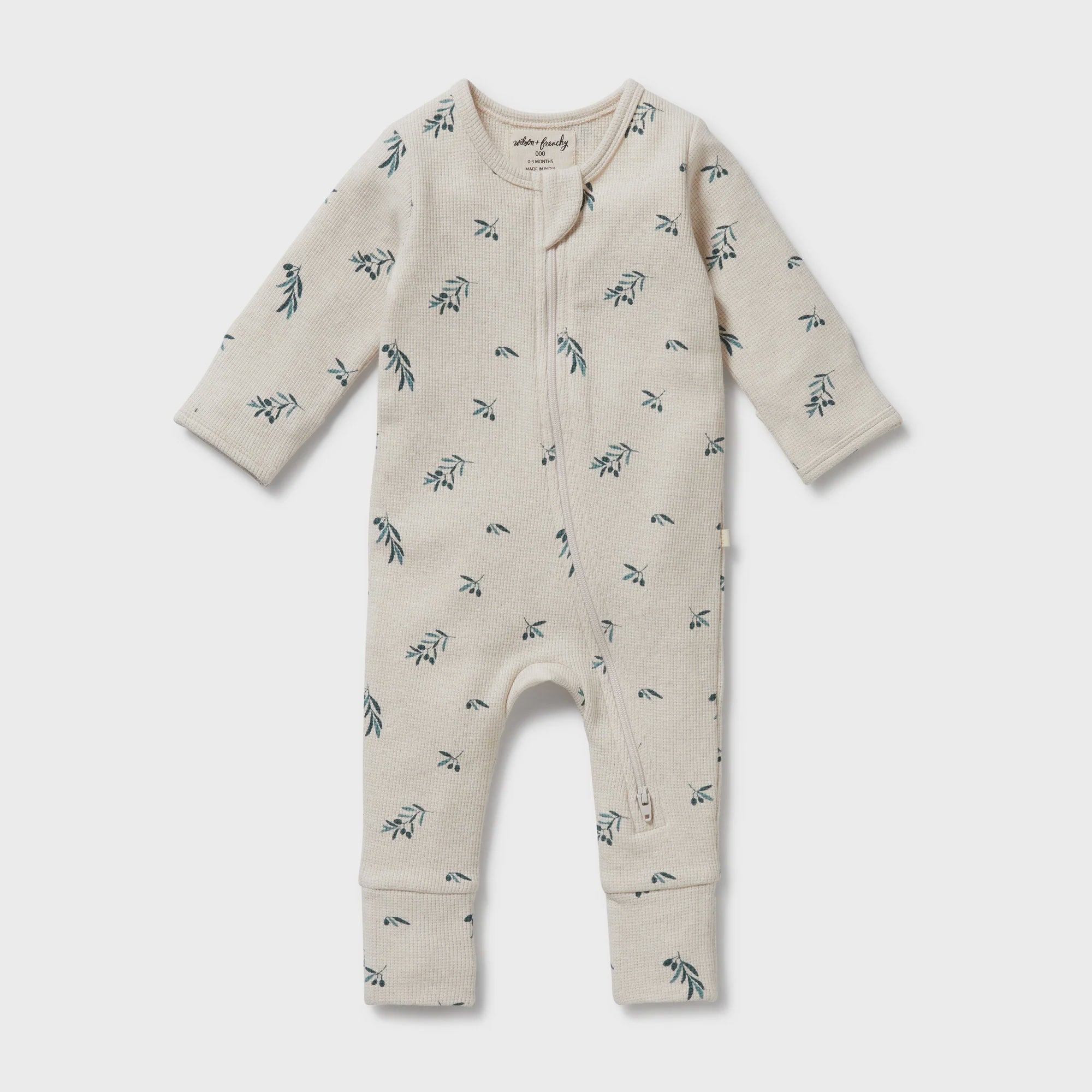 Organic Waffle Zipsuit - Little Olive - The Toy Station
