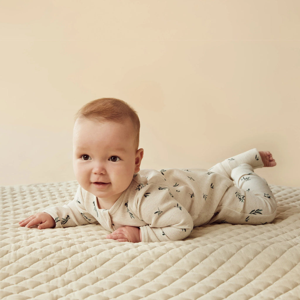 Organic Waffle Zipsuit - Little Olive - The Toy Station