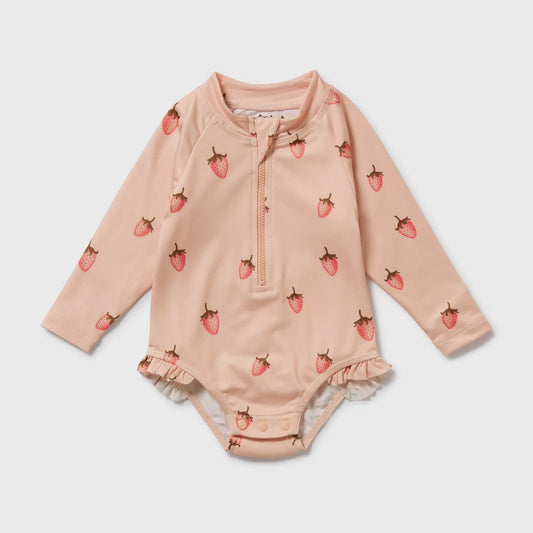 Strawberry Kisses Long Sleeved Swimsuit