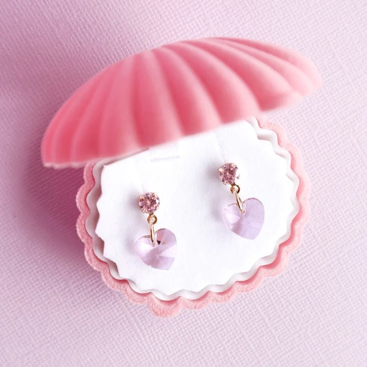 Lauren Hinkley Blush Pink Jewel Heart Earrings - The Toy Station