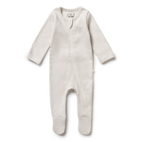 Wilson & Frenchy, Organic Rib Zipsuit with feet - Clay