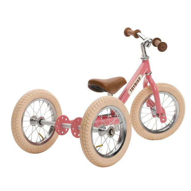 Trybike Convertible Steel Bike in Vintage Pink - The Toy Station